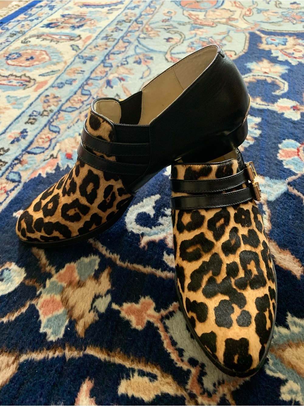 MICHAEL Michael Kors Leopard Print Flats with Black Leather Trim